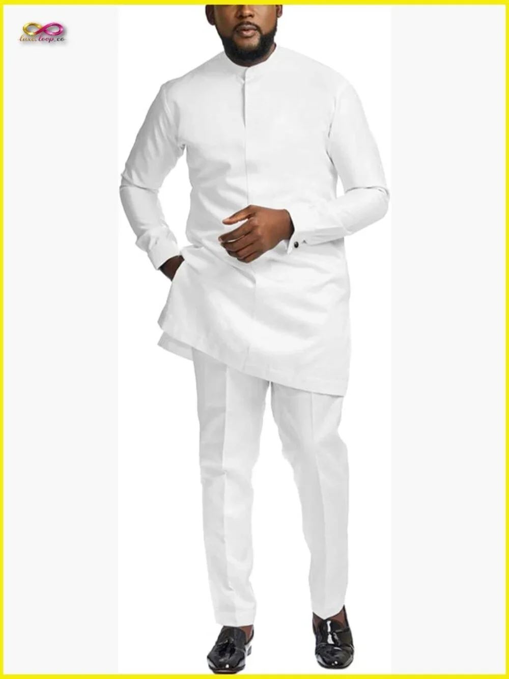 Slim Fit Dashiki Suit Set Traditional African Formal Attire Long Sleeve